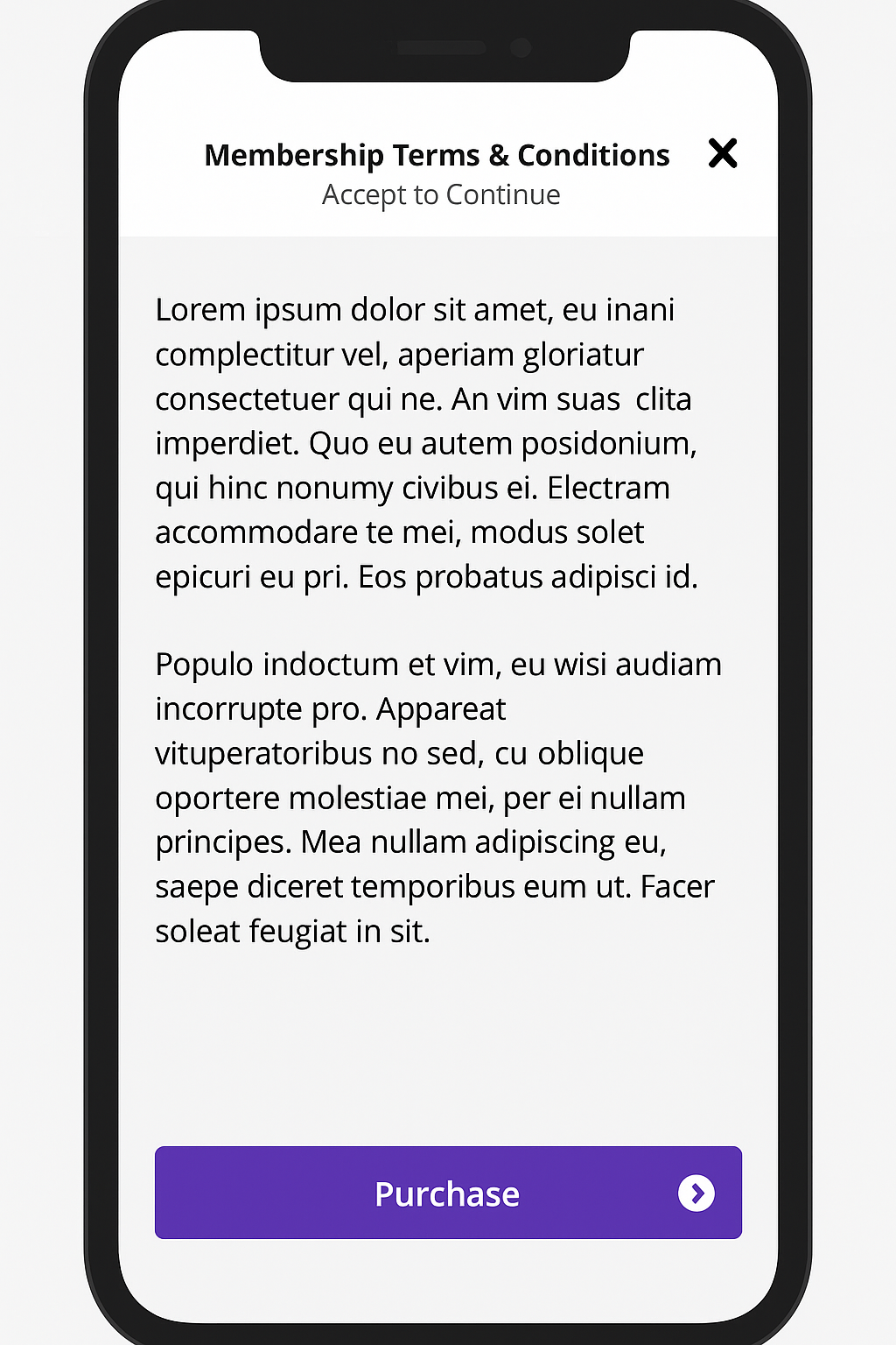 Membership Terms Screen