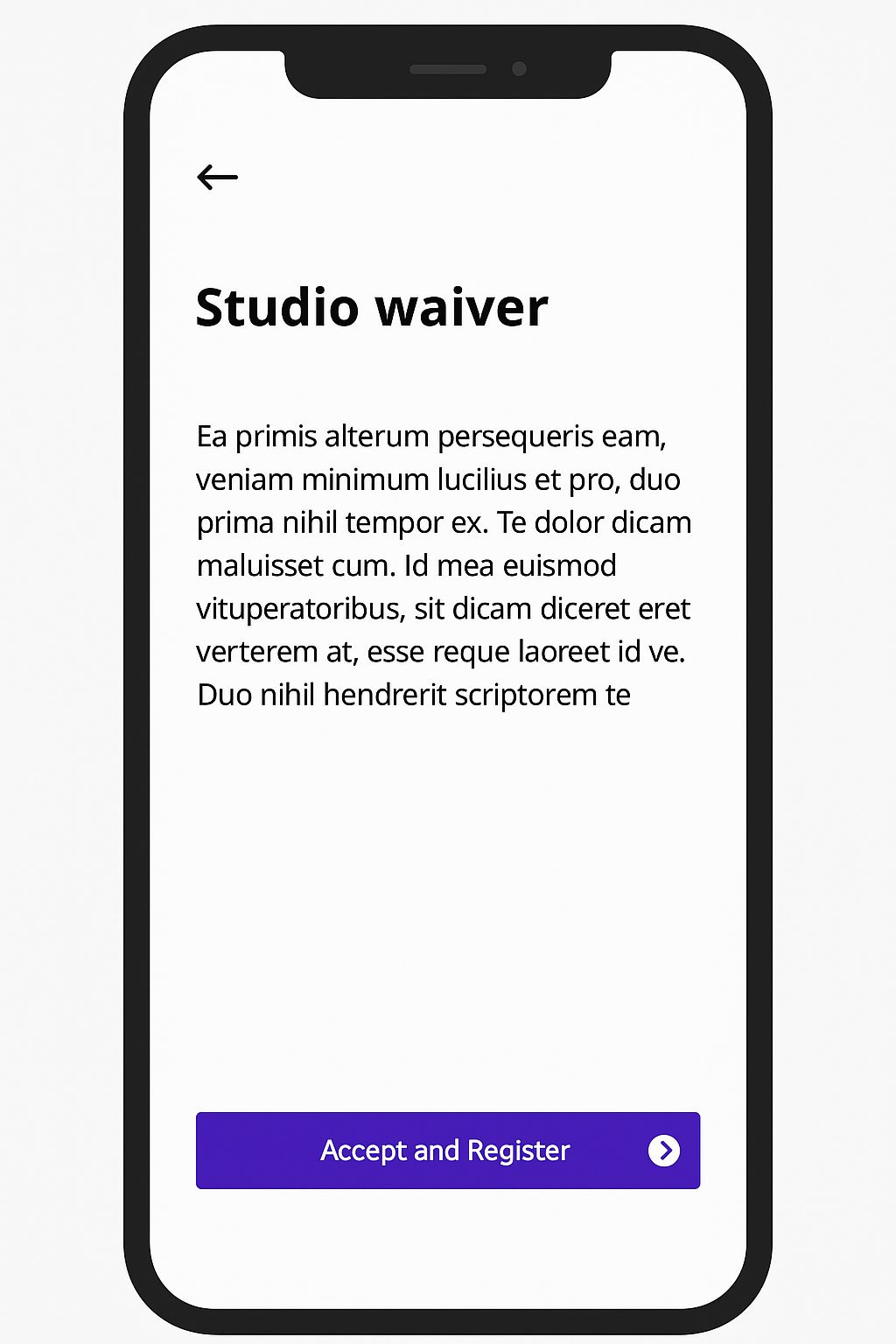Waiver UI screen